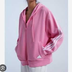 Pink ADIDAS women's  zipper hoodie - oversize, box fit